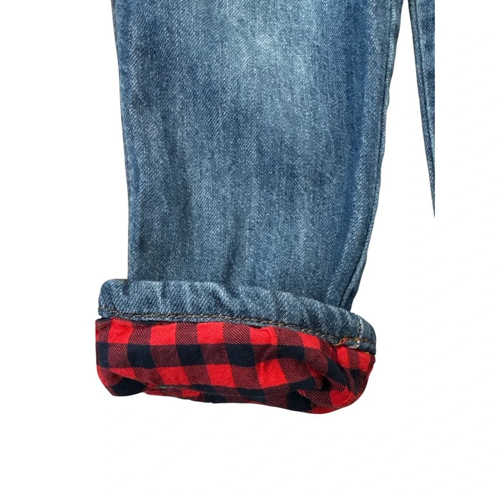 OshKosh B'gosh Denim Overalls Jumper Plaid Bib Blue Heart Pocket Size 4T Vintage
